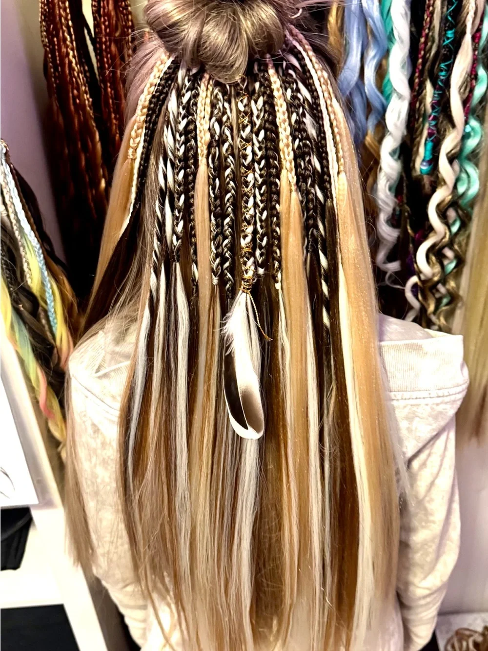 Blonde & Brown Braided Hair Extensions - Multi-Tone Accent